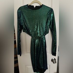 Emerald open back sequince dress